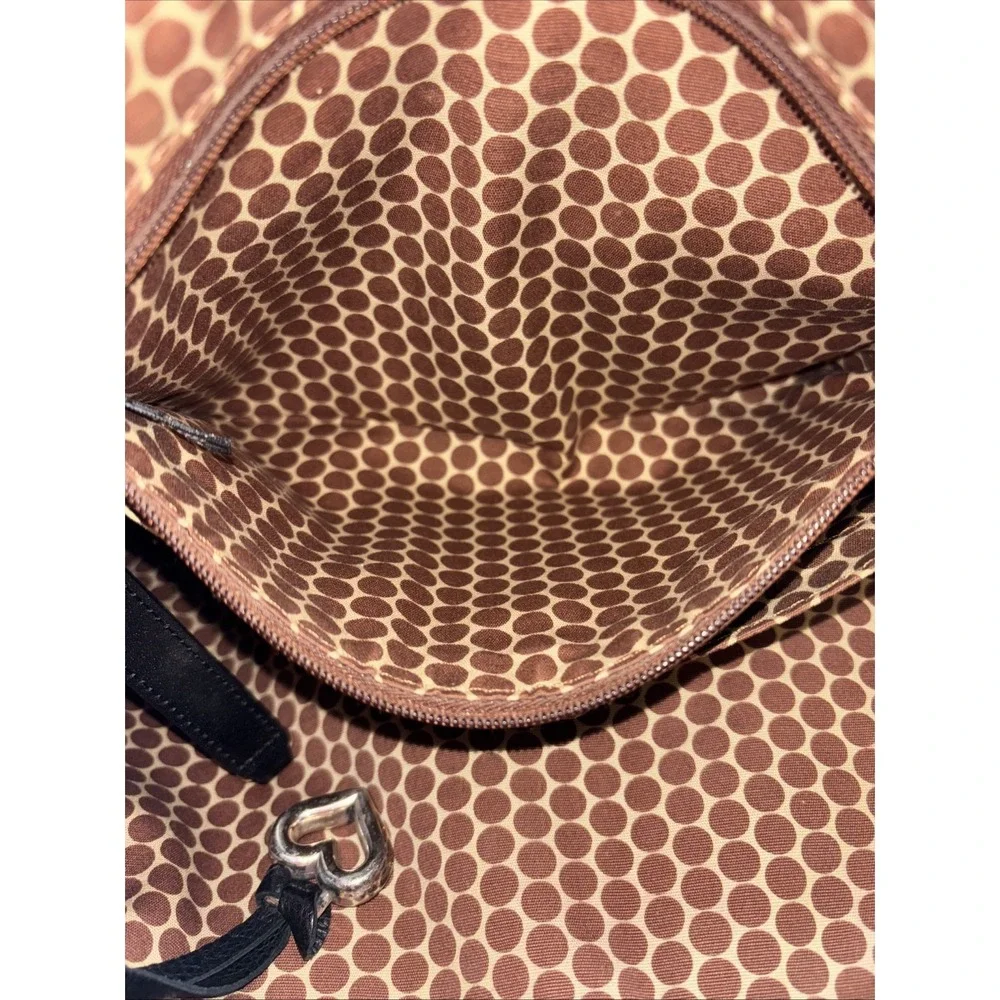 Brighton‎ Large Woven Straw Hobo Crossbody Zip Leather Trim Front Pockets EUC